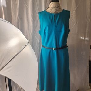 Calvin Klein Teal Sleeveless Midi Sheath Dress